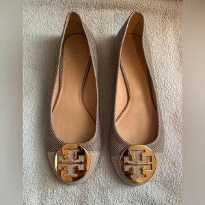 EUC TORY BURCH Serena Snake Print Leather Ballet Flats size 8.5M